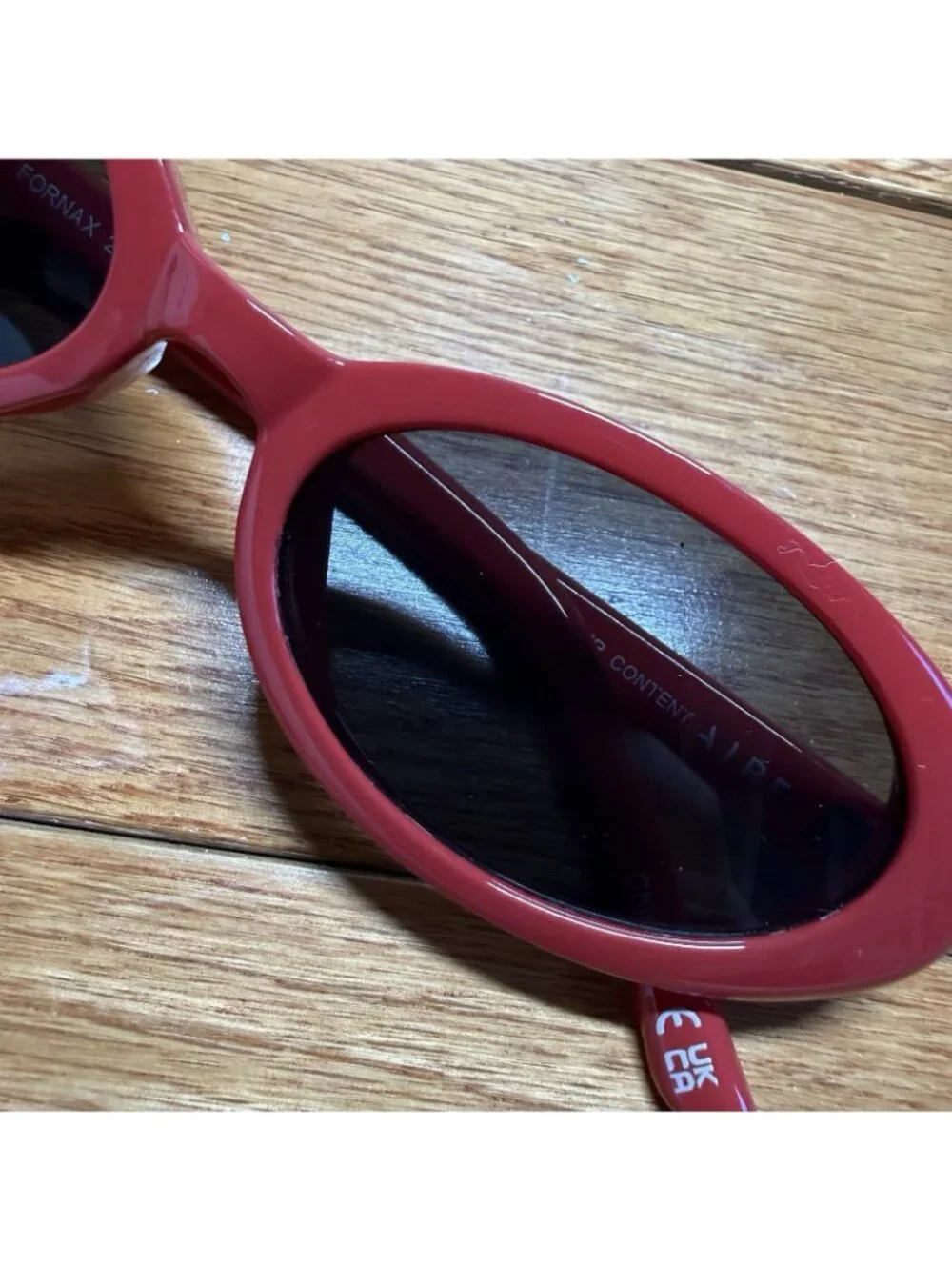 AIRE Fornax Red Oval Sunglasses Y2K Retro Slim Frame Trendy Street Style - Picture 2 of 9